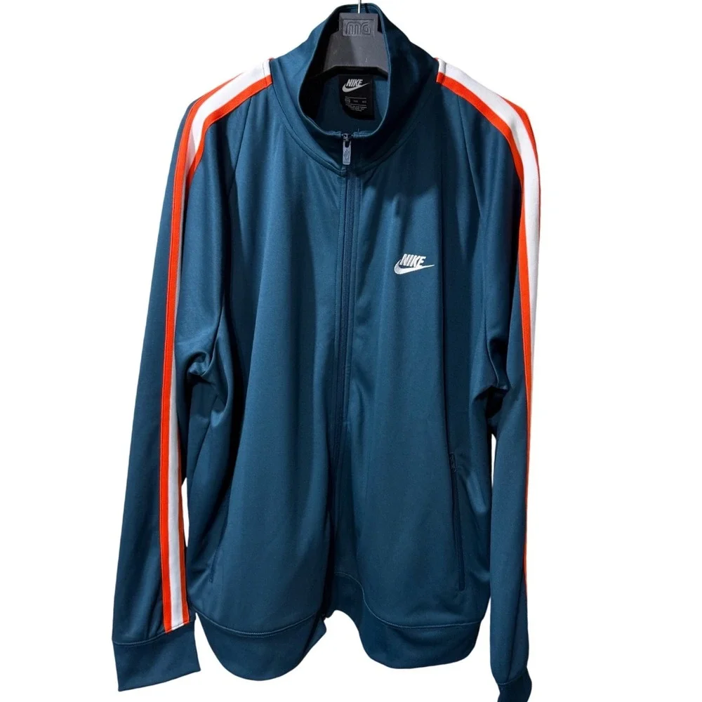 Nike Mens XXL Teal Blue Orange N98 Tribute Track Jacket Full Zip Retro Athletic